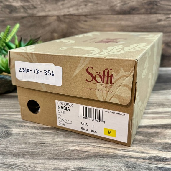 NIB Sofft Nasia 9M 40.5 Leather Classic Pumps Comfort Block Heels Cork Brown - Picture 11 of 11